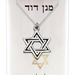 Lined Black Magen David with Stones Necklace in a Bottle