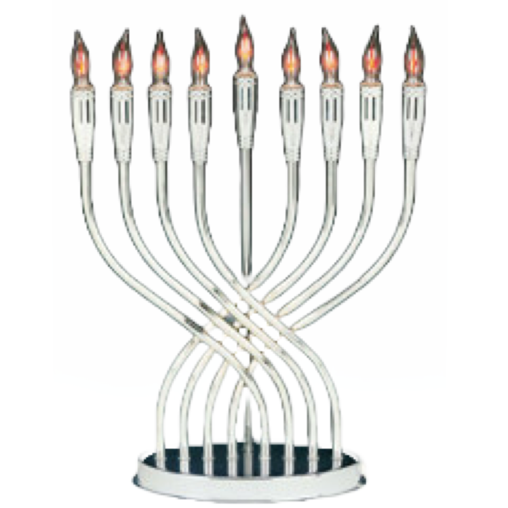 "Illumination" Chrome Plated Menorah with Flickering Bulbs
