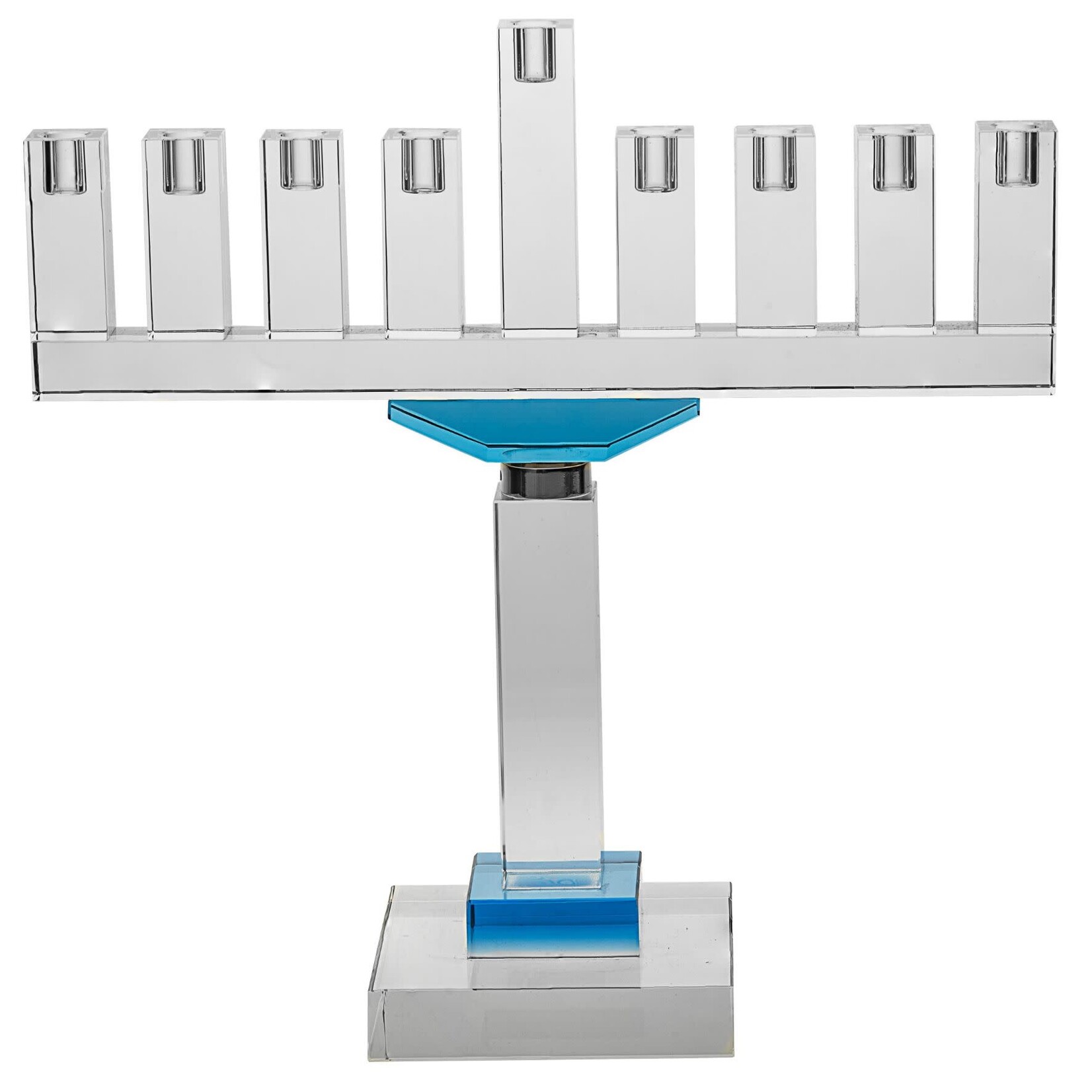 13" Crystal Chanukah Menorah With Blue Accents