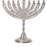 Mother of Pearl Menorah - Nickel Plate