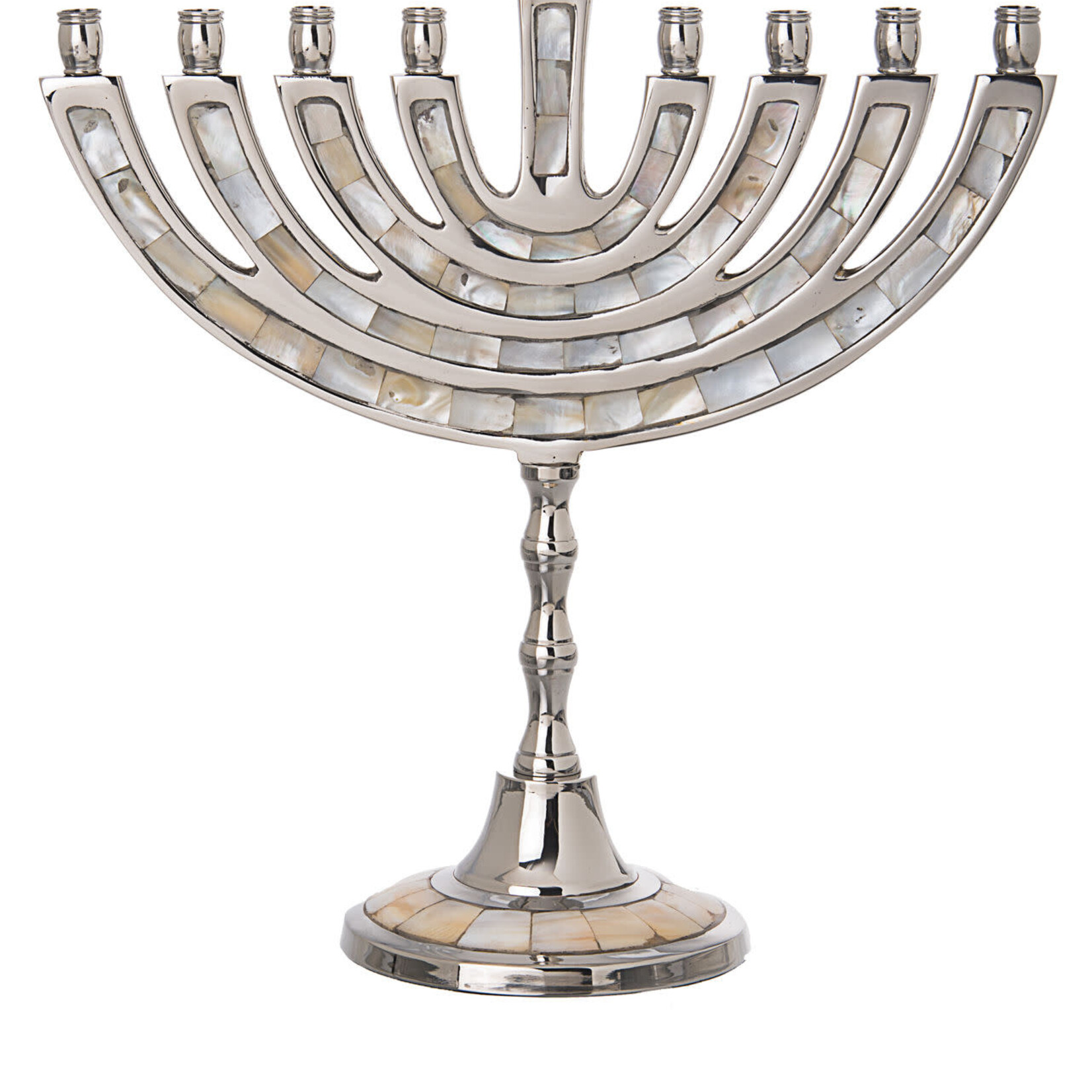 Mother of Pearl Menorah - Nickel Plate