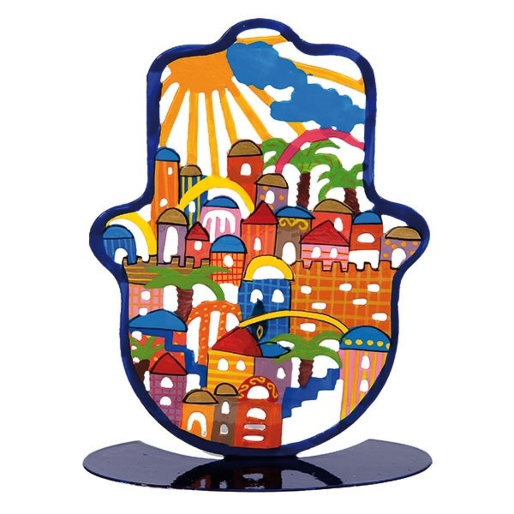 Large Laser Cut Standing Hamsa - Jerusalem