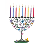 Flowering Tree Hand-Crafted Metal Menorah