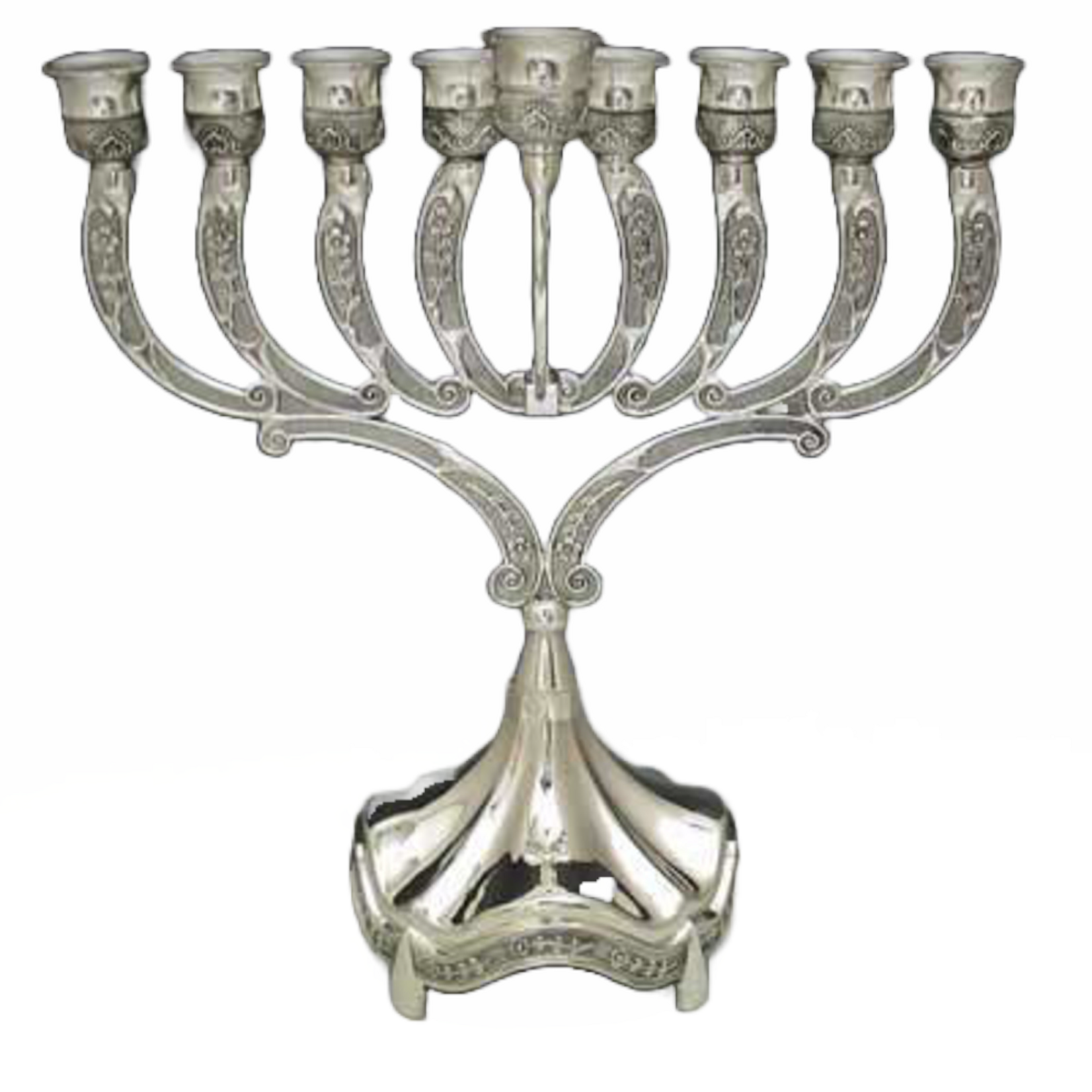Silver Plated Menorah for Oil - 11"