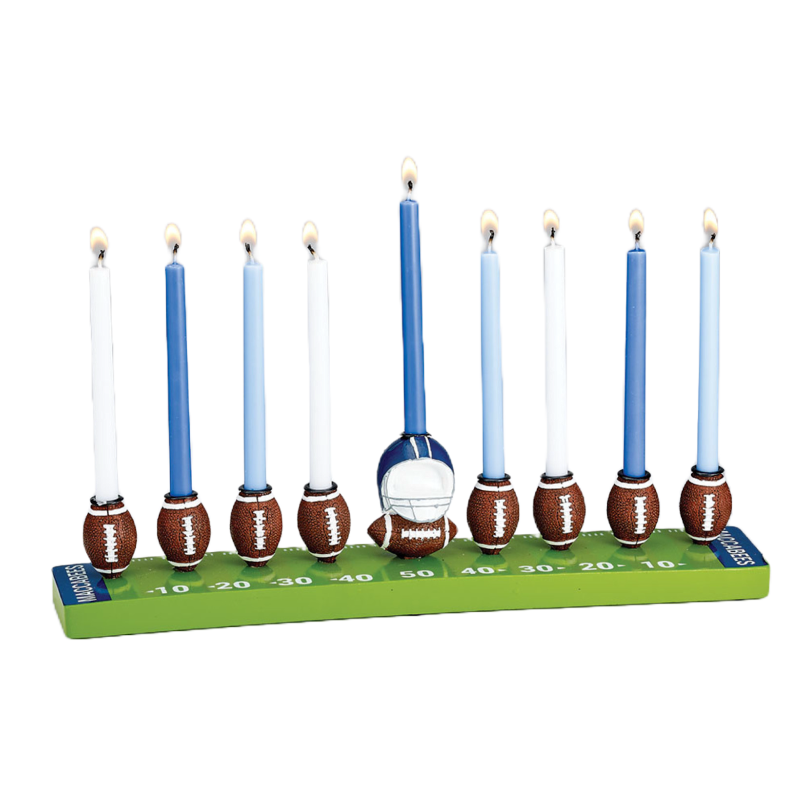 Hand-Painted Resin Football Menorah