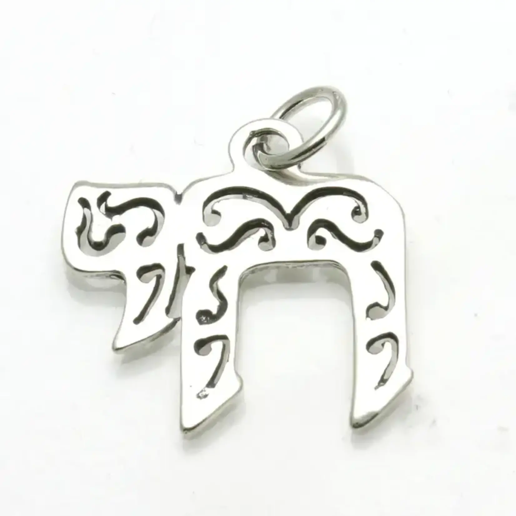 Sterling Silver Filigree Chai Pendant on 18" SS Box Chain