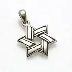 Sterling Silver Woven Star of David Pendant on SS 16" Rope Chain