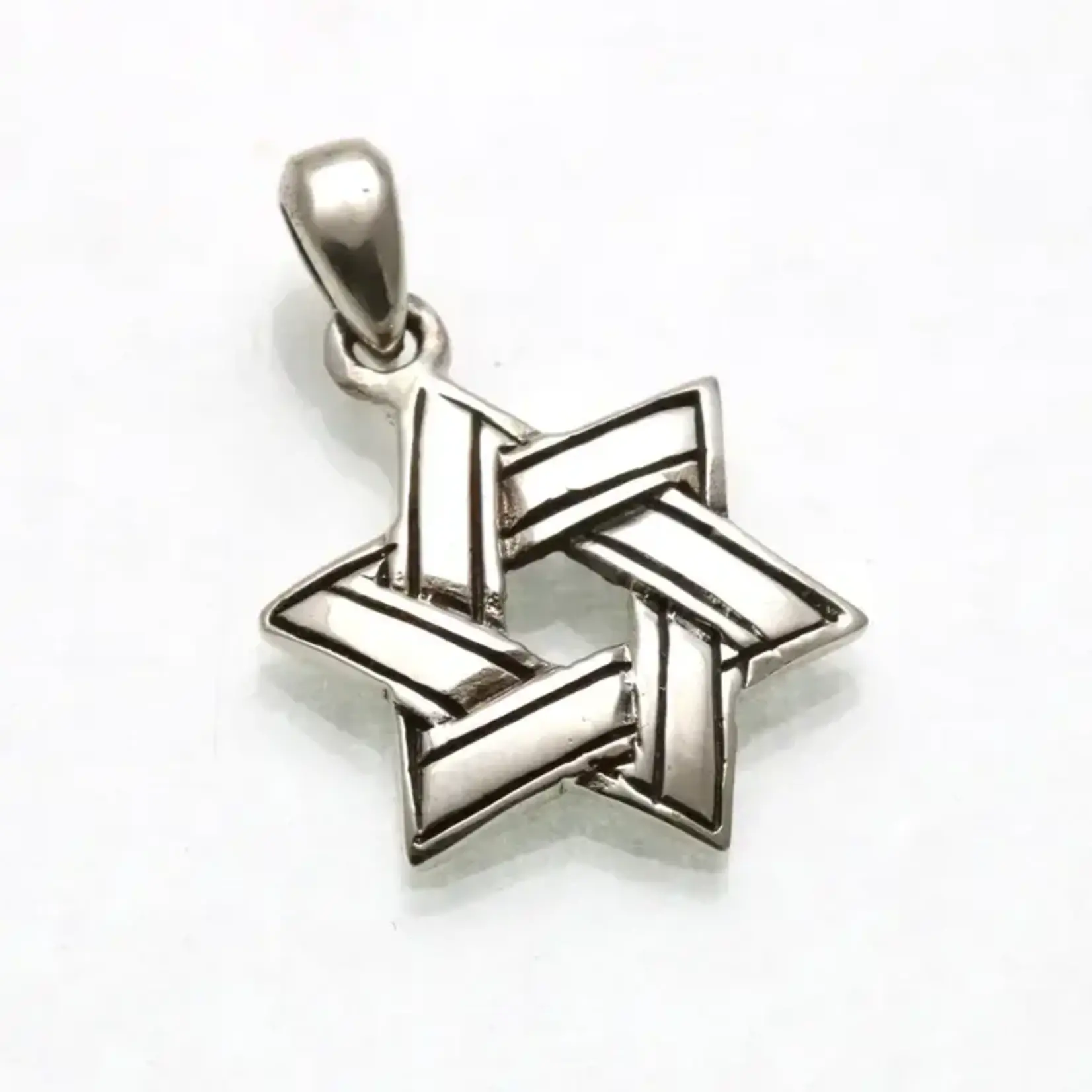 Sterling Silver Woven Star of David Pendant on SS 16" Rope Chain