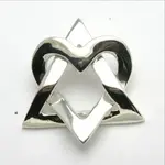 Sterling Jewish Silver Star of David Heart Pendant on SS 18" Box Chain