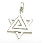 Sterling Silver Modern Star of David Pendant Swirl on SS 18" Box Chain
