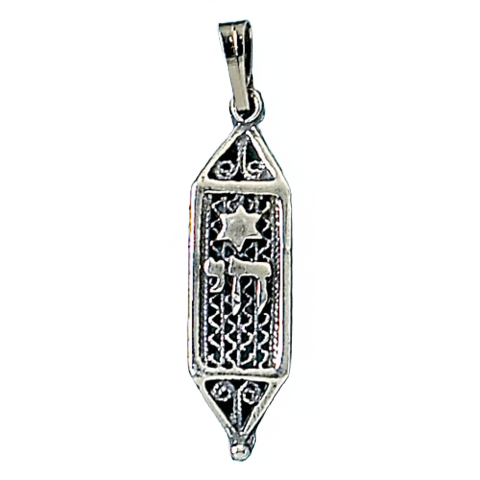 Yemenite Sterling Pendant, Chai/Star with 18" SS Chain