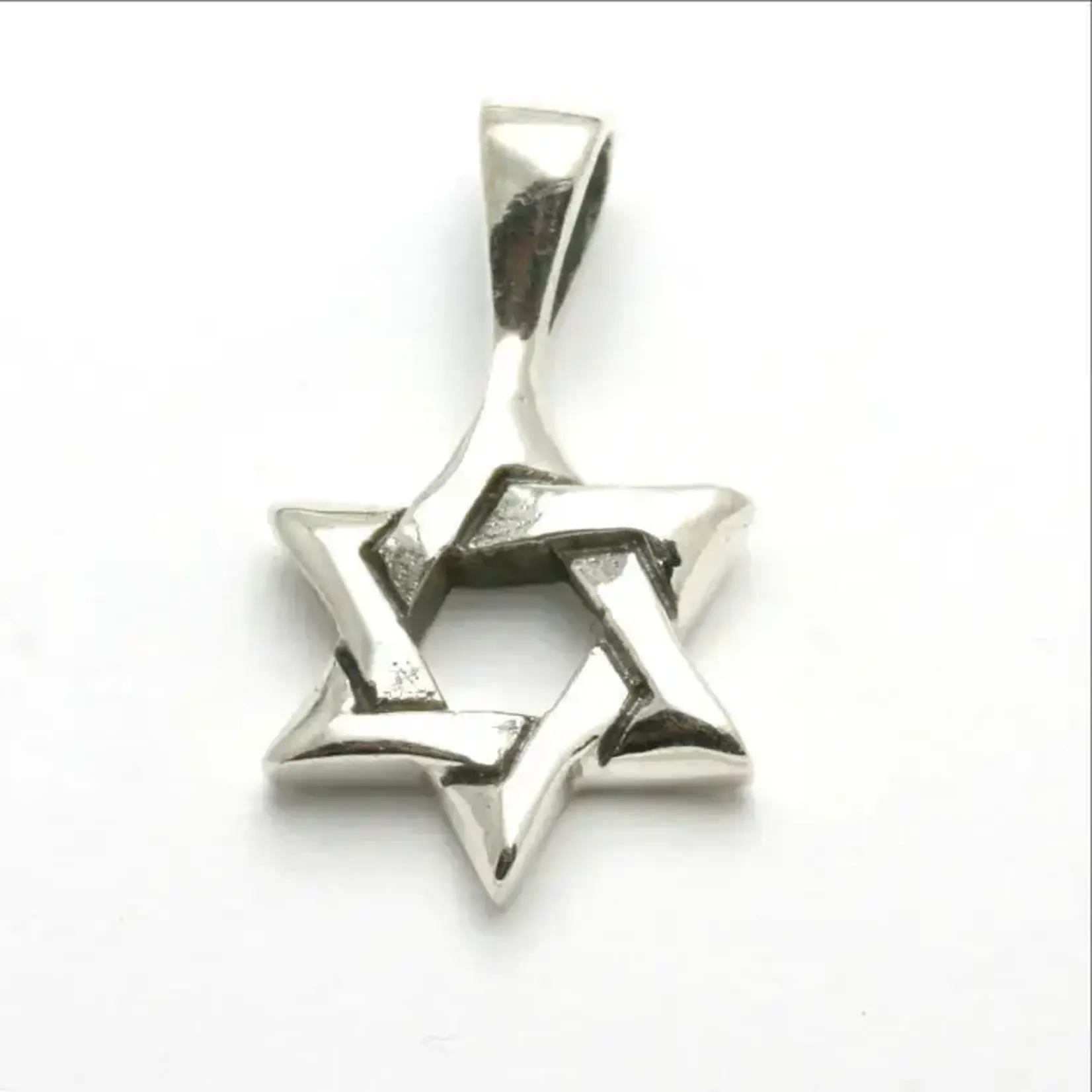 Sterling Silver Star of David Woven Small on SS 16" Box Chain
