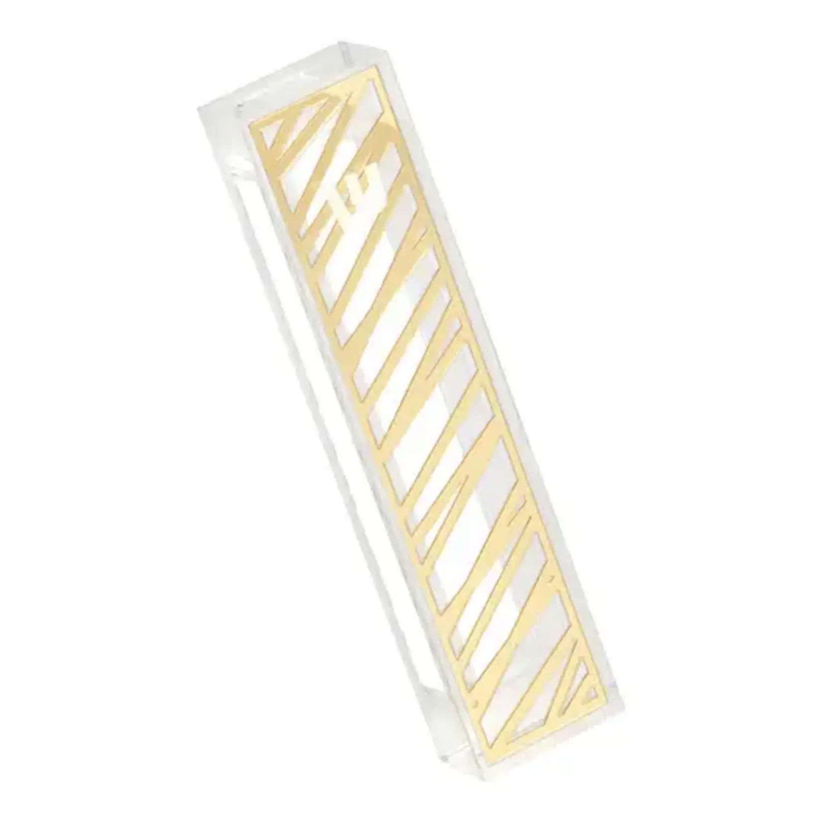 Lucite & Laser Cut Mezuzah Case - Gold 12cm