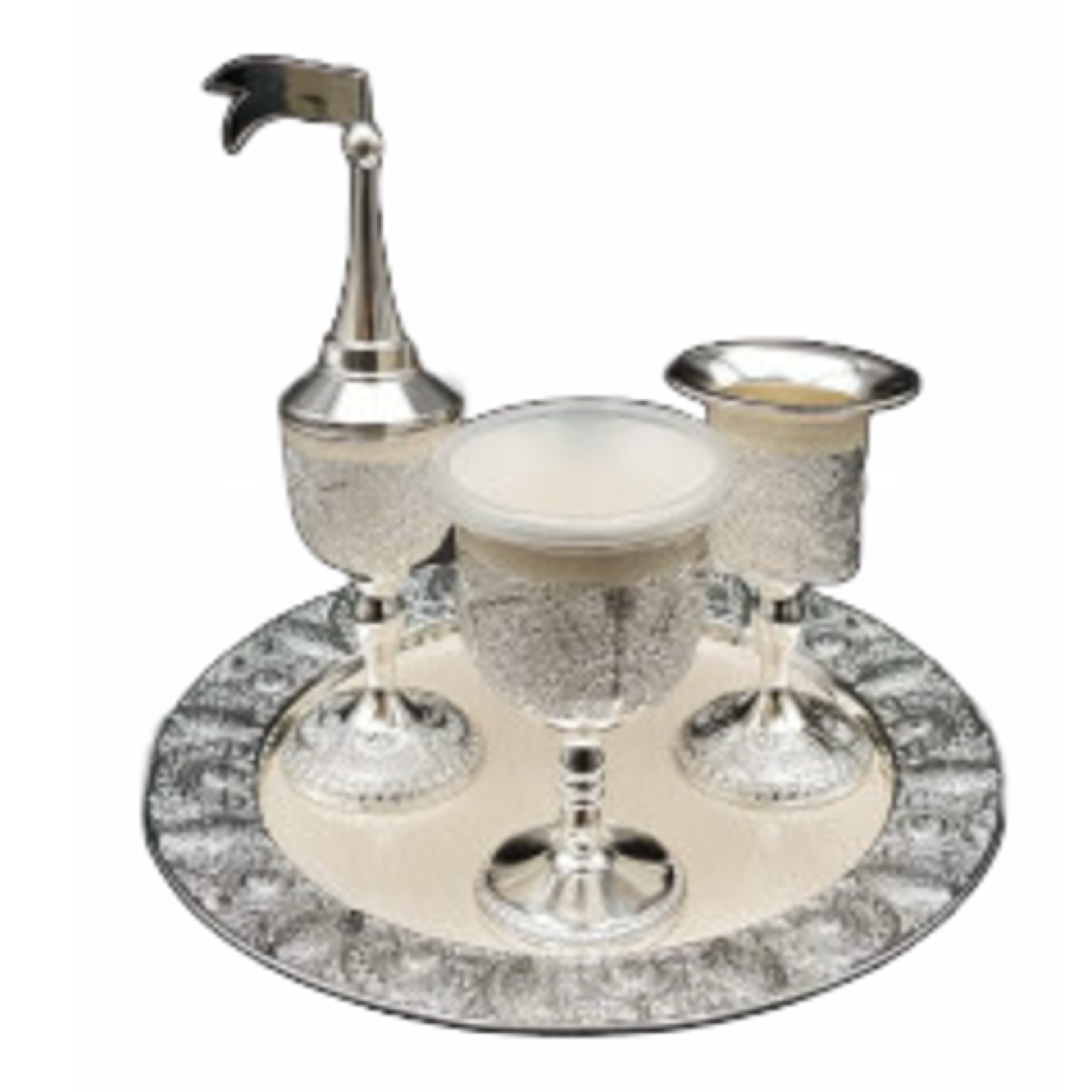 Nickel Plated & Ivory Enamel Havdallah Set