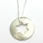 Sterling Silver Star of David Pendant Disk w/ 16" Chain