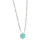 Blue Opal "Star of David" Pendant on 16" SS Chain