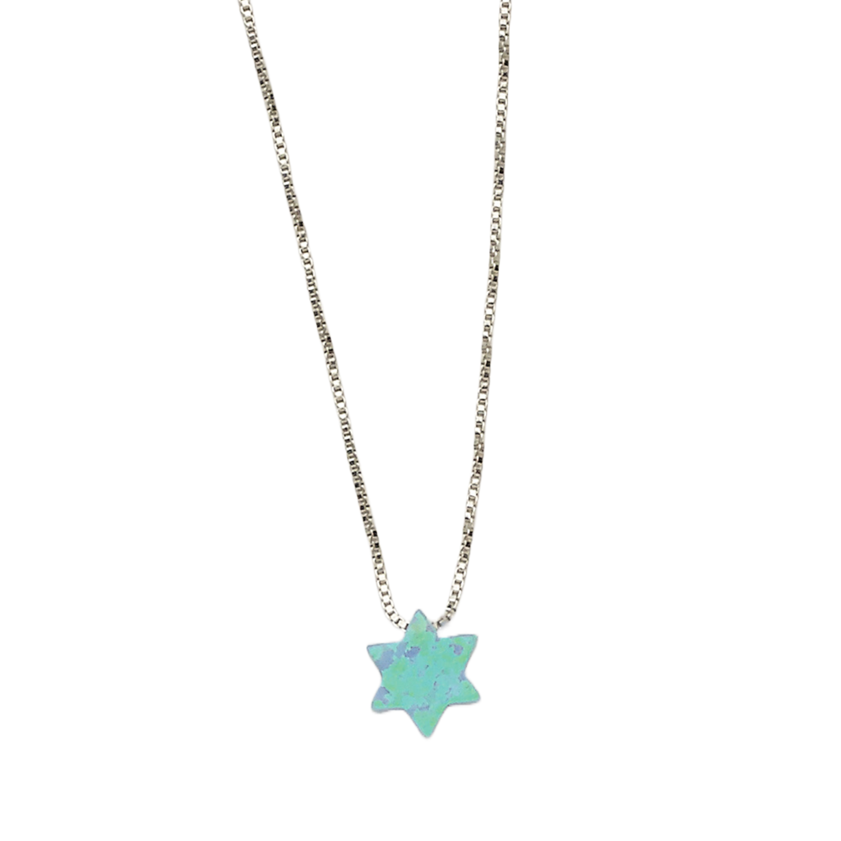 Blue Opal "Star of David" Pendant on 16" SS Chain