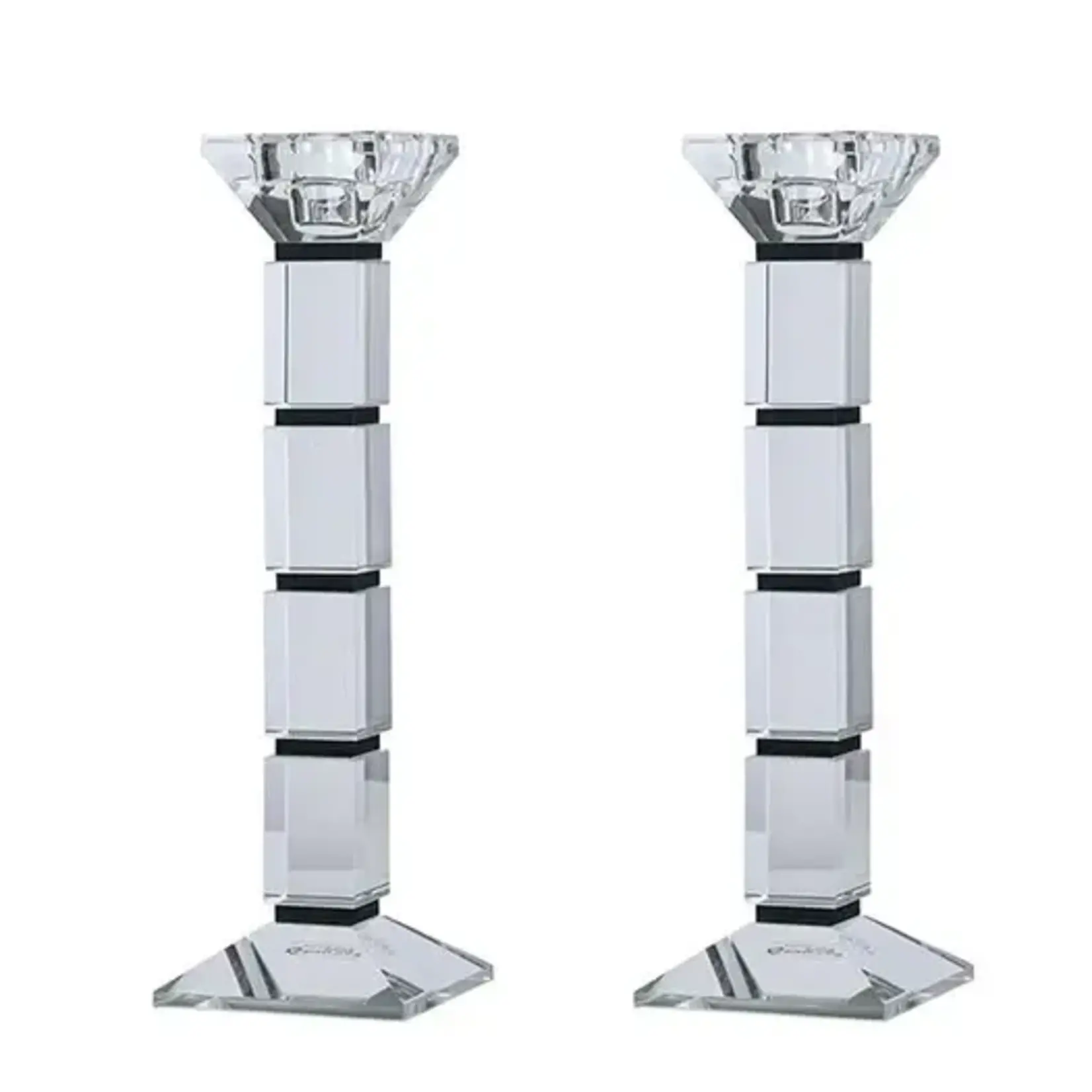 Crystal Candlesticks Square Design Set of 2 - Black 10"