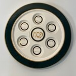 Porcelain Seder Plate with Green and Gold Border