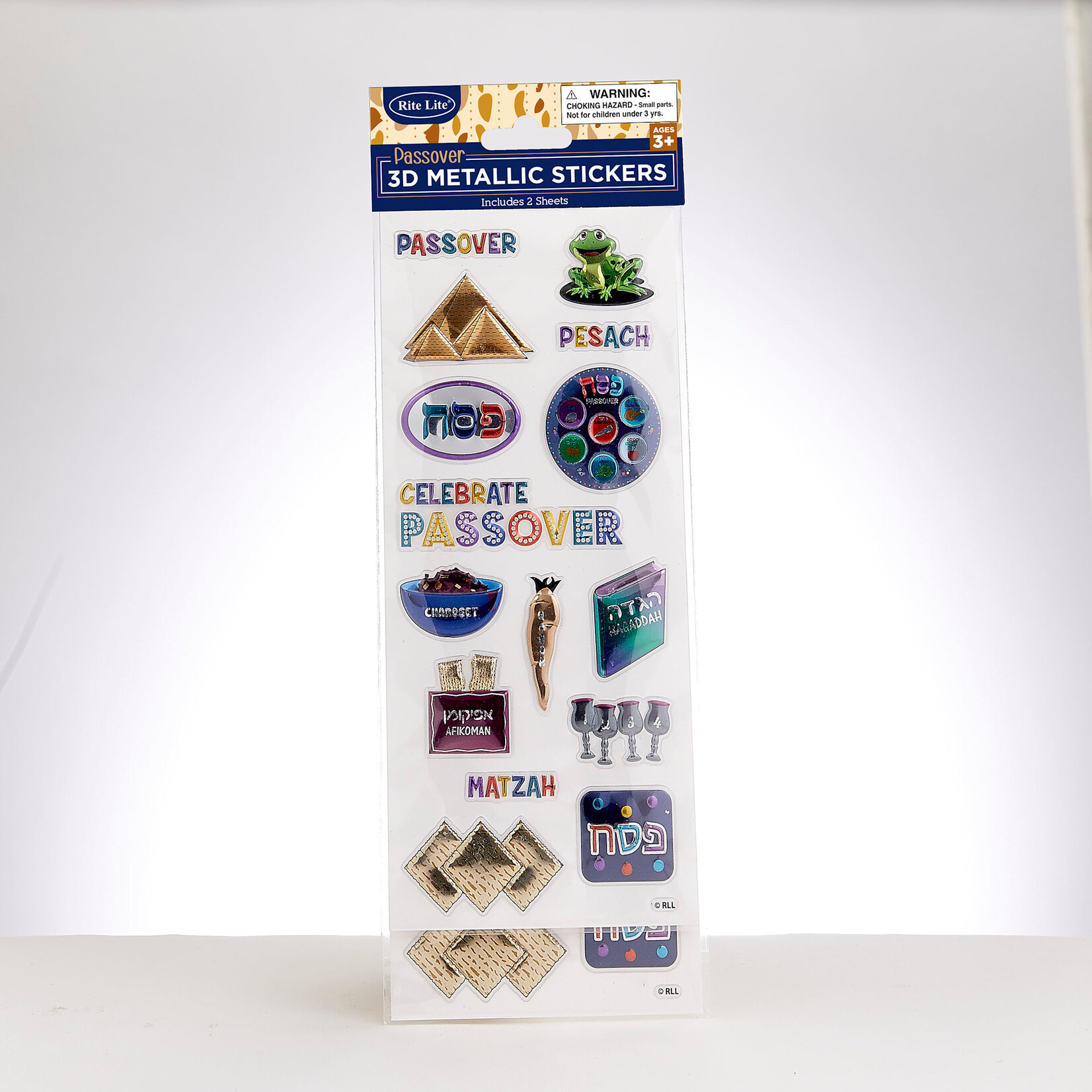 Passover 3D Metallic Stickers, 2 Sheets