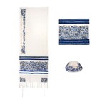 Tallit Embroidered Jerusalem-- Blue