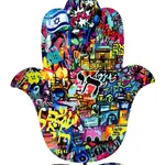 Pop Art Hamsa On Stand - Chai