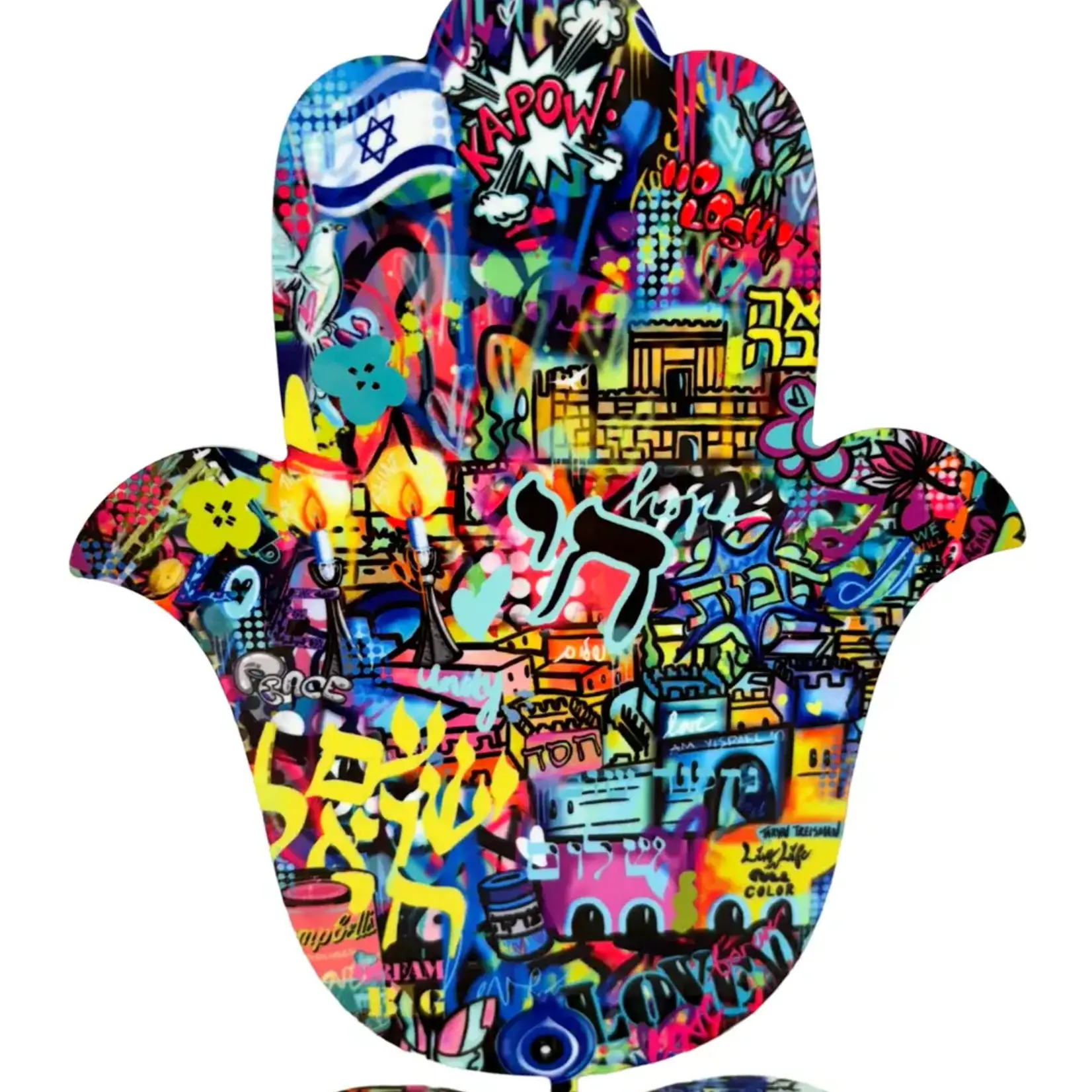 Pop Art Hamsa On Stand - Chai