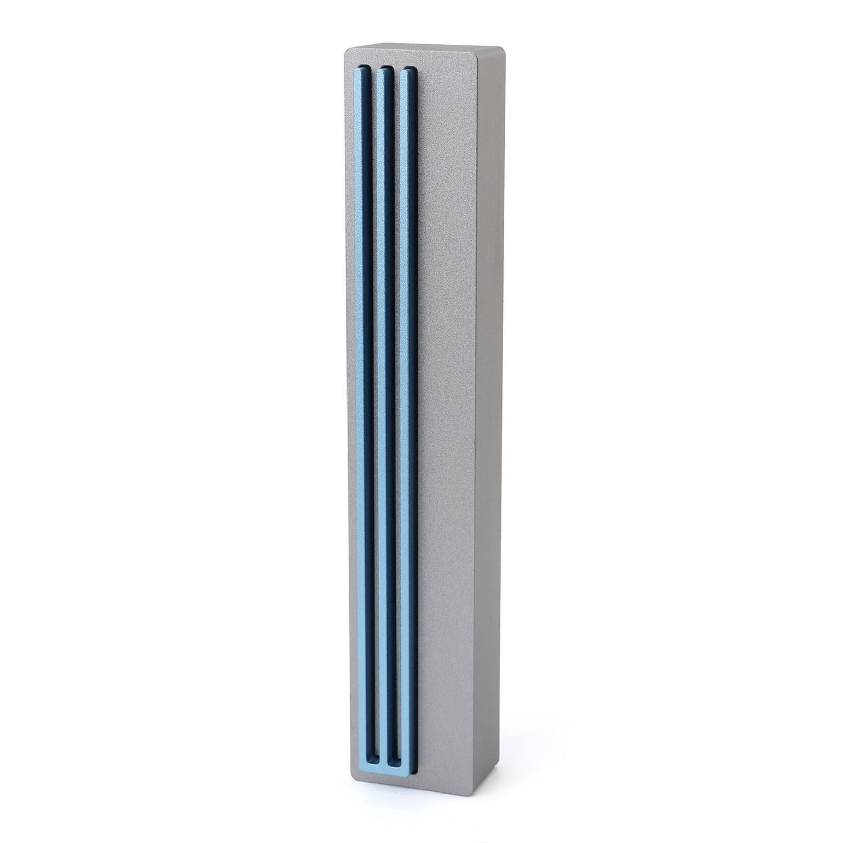 Elongated Shin Mezuzah - Gray/Lt. Blue - 12cm
