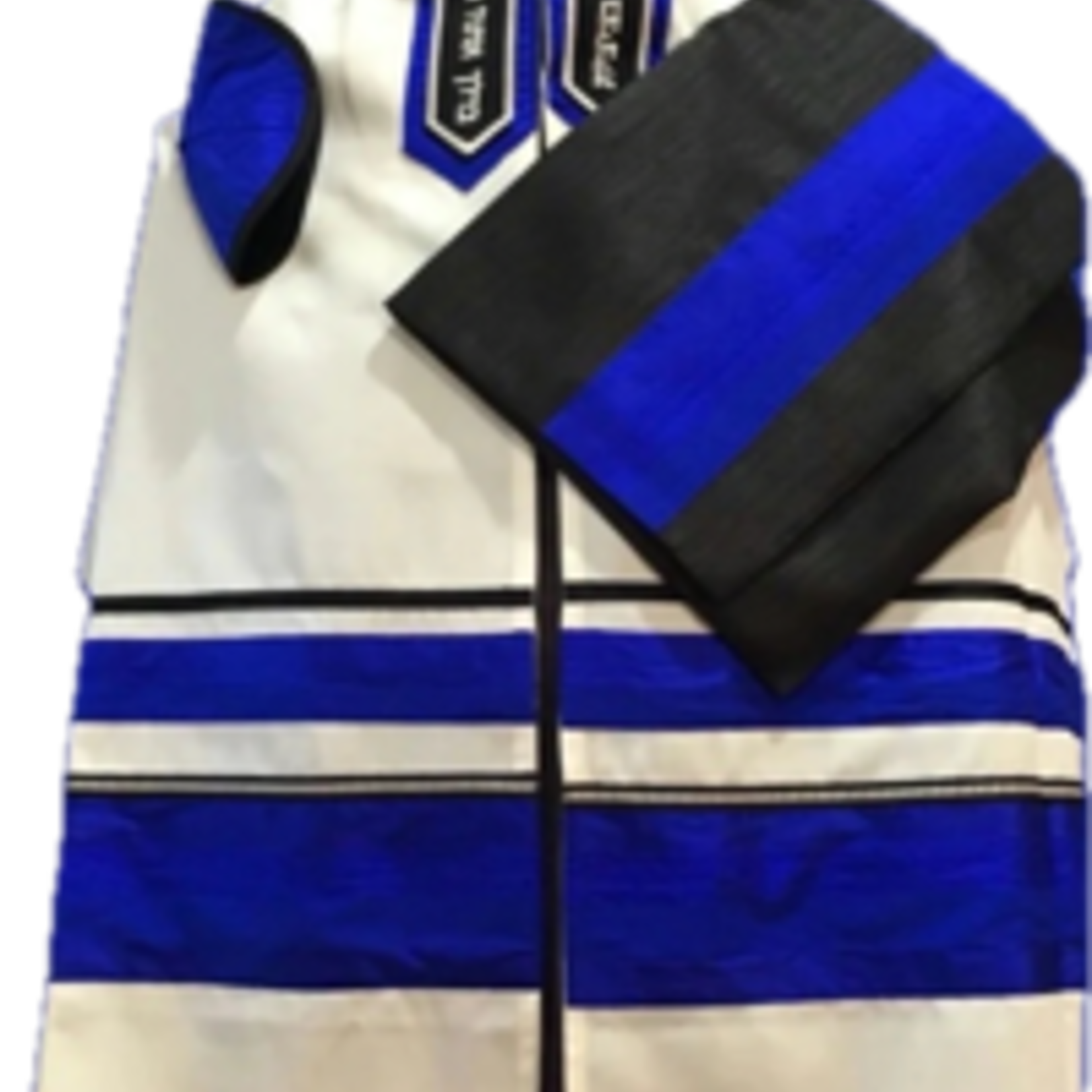 Royal Blue on White Wool Tallit (805)