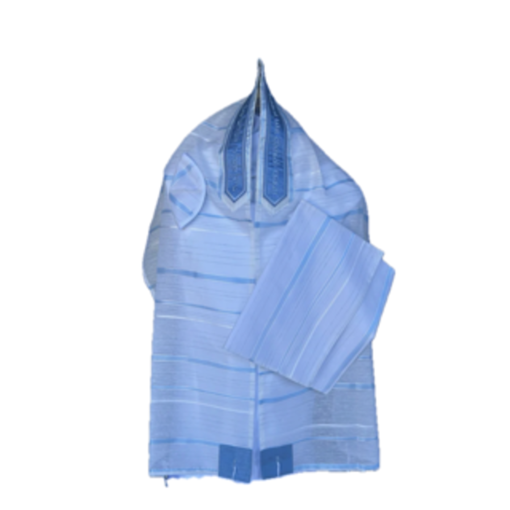 White Chiffon w/ Silver Blue Stripes