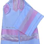 White Chiffon w/ Pink and Light Pink Tallit (147)