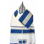 Royal Blue and Silver Stripes on Wool Tallit (508)