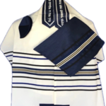 Fine Wool w/ Detailed Navy Blue, Black and Silver Stripes