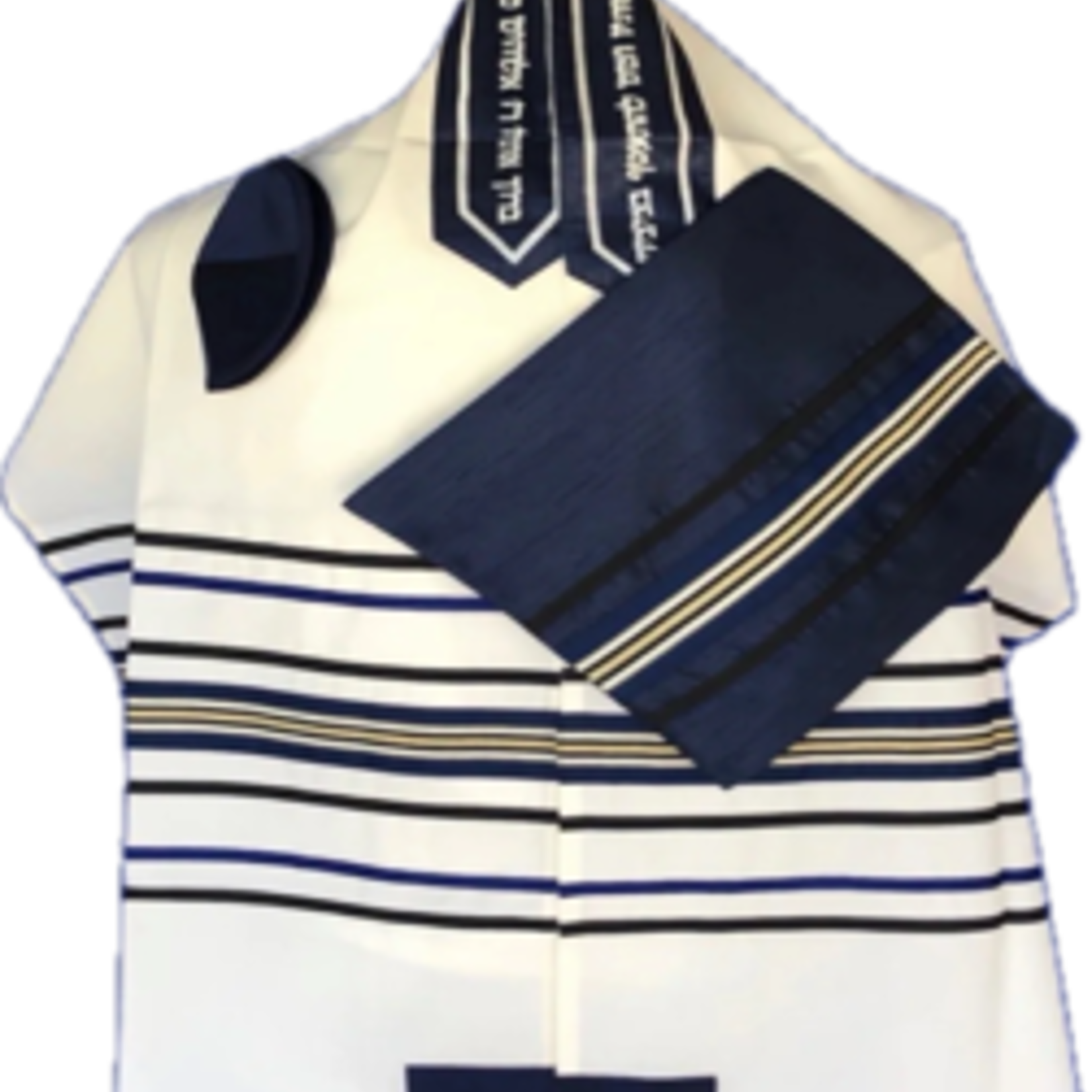 Fine Wool w/ Detailed Navy Blue, Black and Silver Stripes