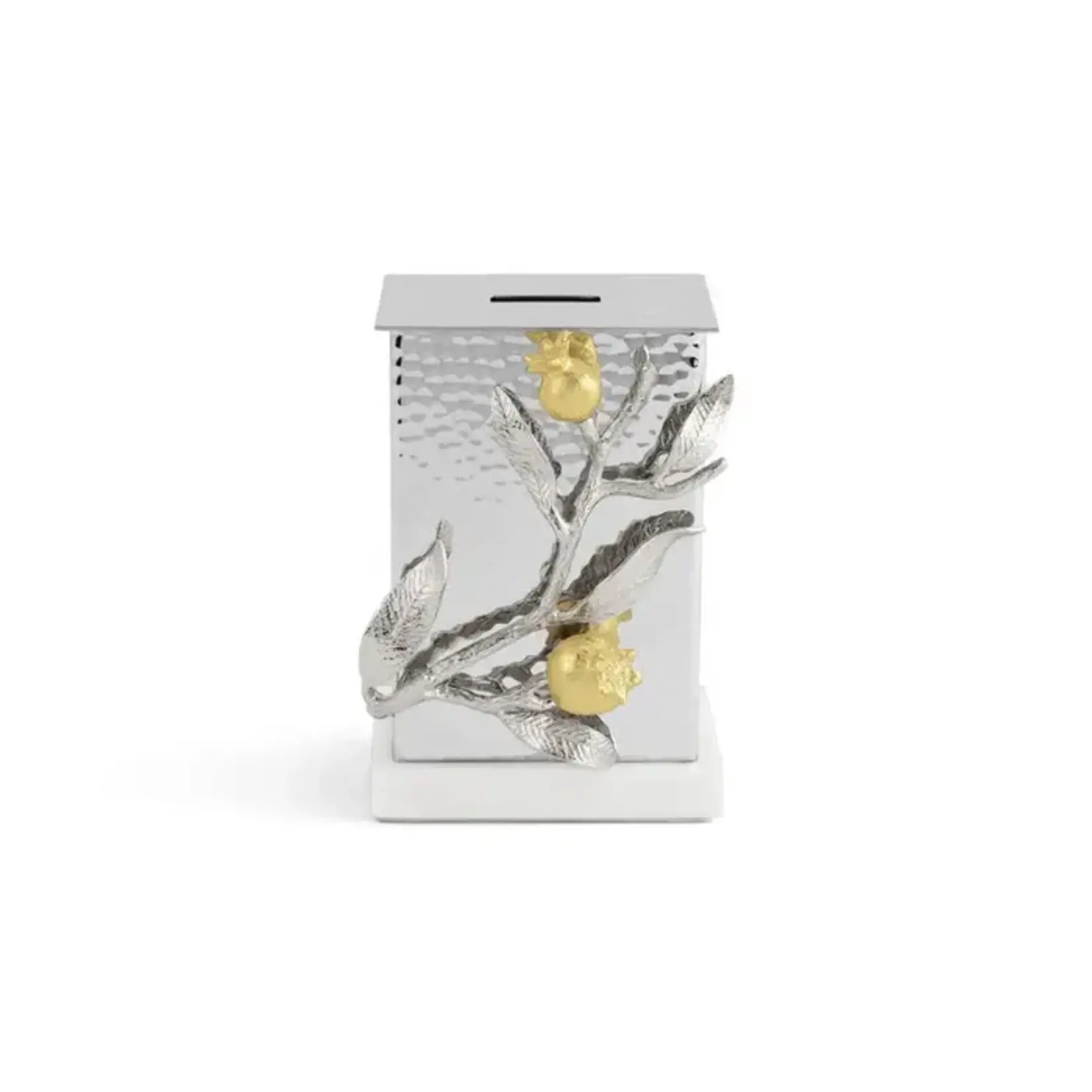 Pomegranate Silver & Gold Tzedakah Box