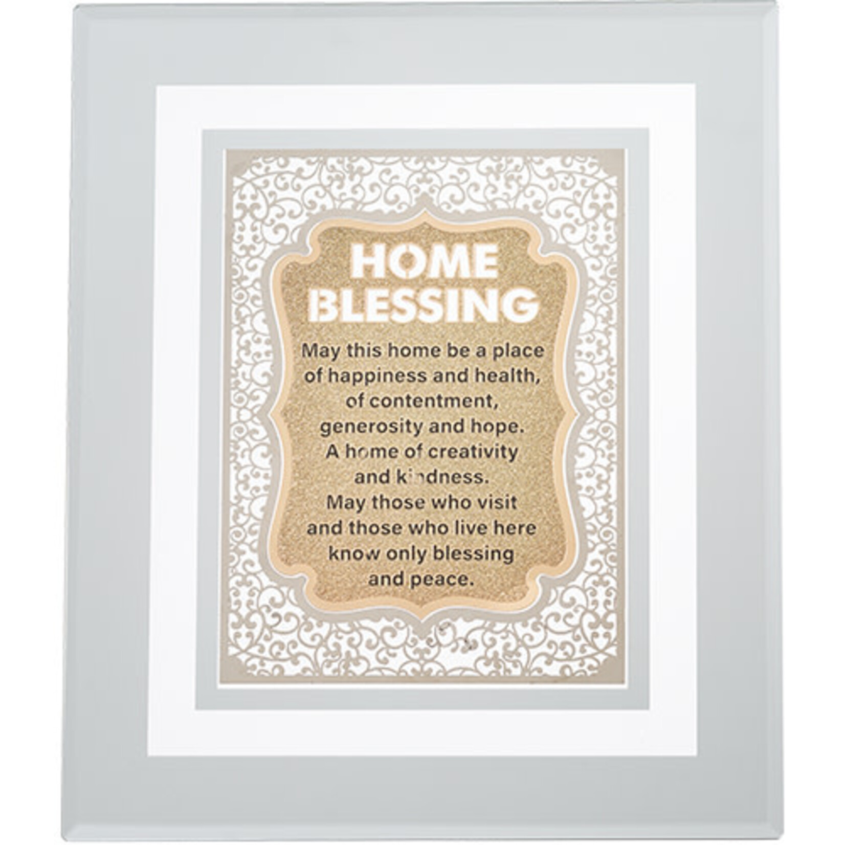 Home Blesssing Gold Metal Plaque - Framed - English