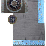 Bamboo Tallit Set - Gray/Light Blue