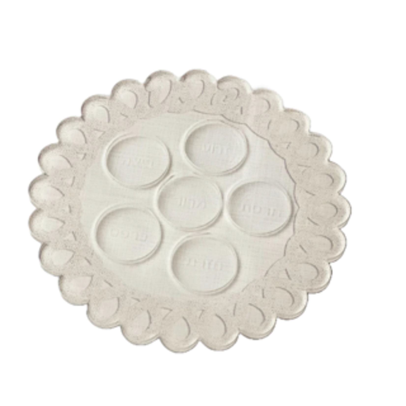 Linen Style Seder Plate with Scalloped Edge