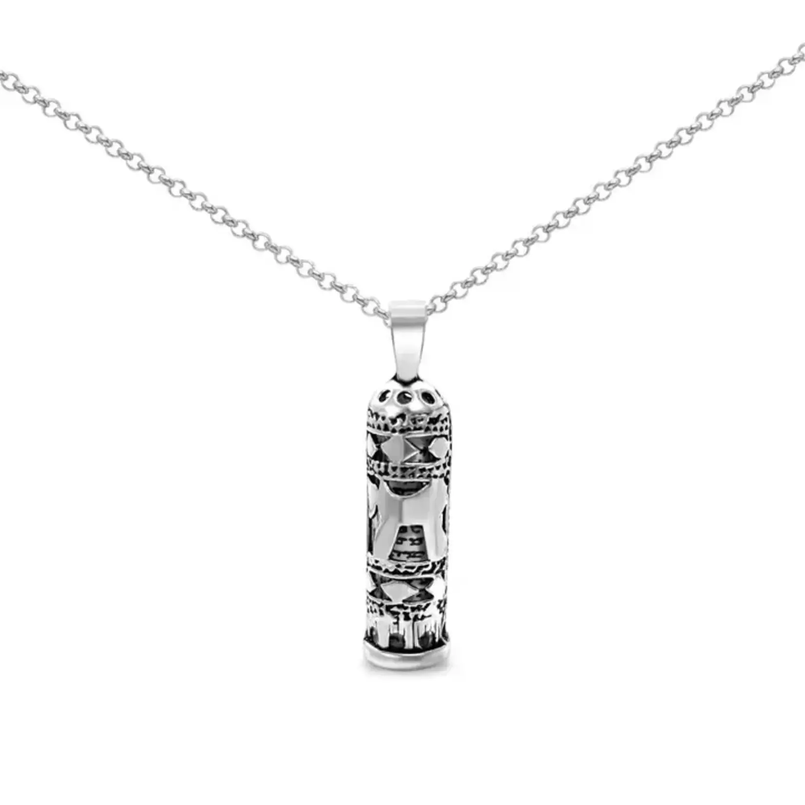 Sterling Silver Mezuzah with Chai Necklace