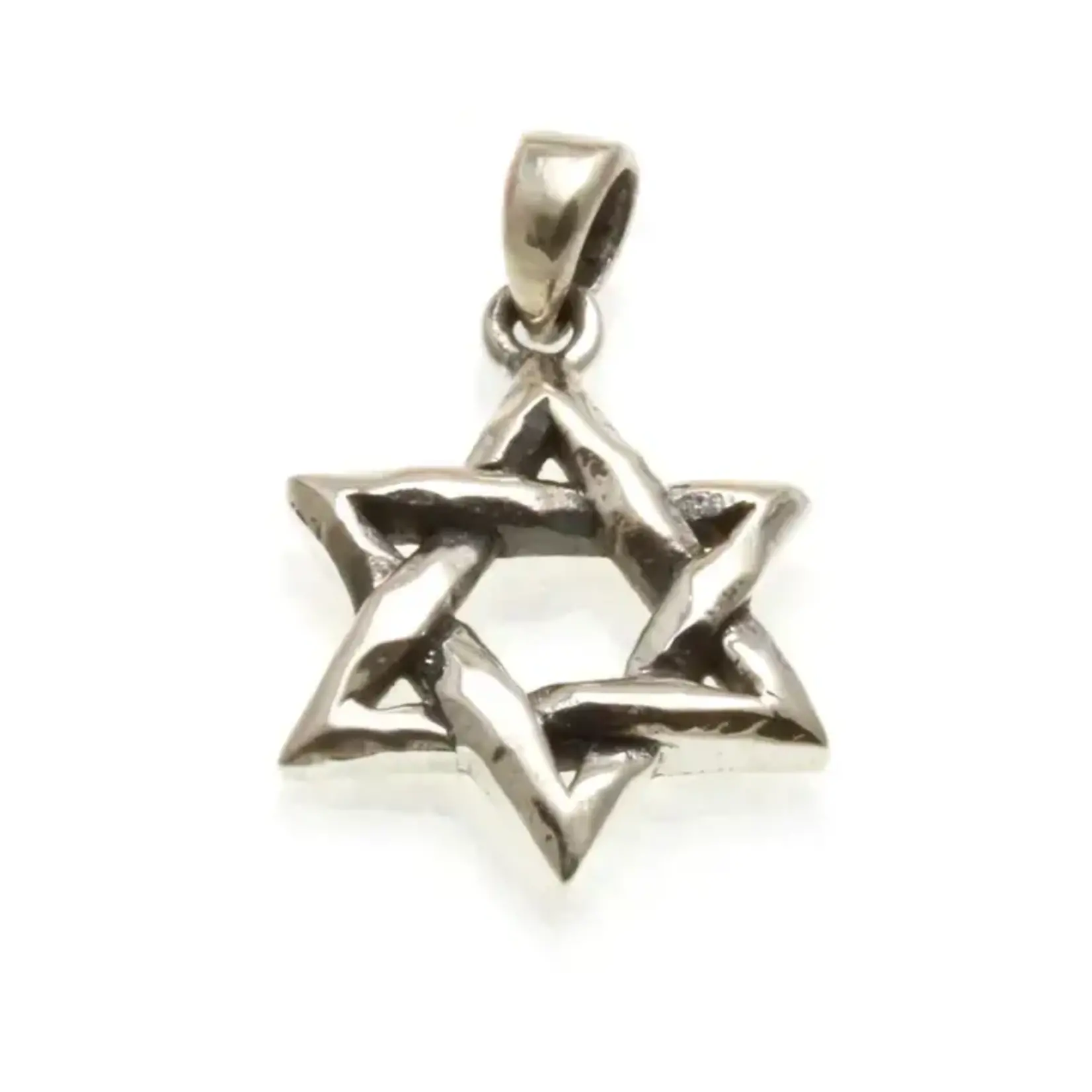 Sterling Silver Woven Star of David Pendant Oxidized - 16" Box Chain