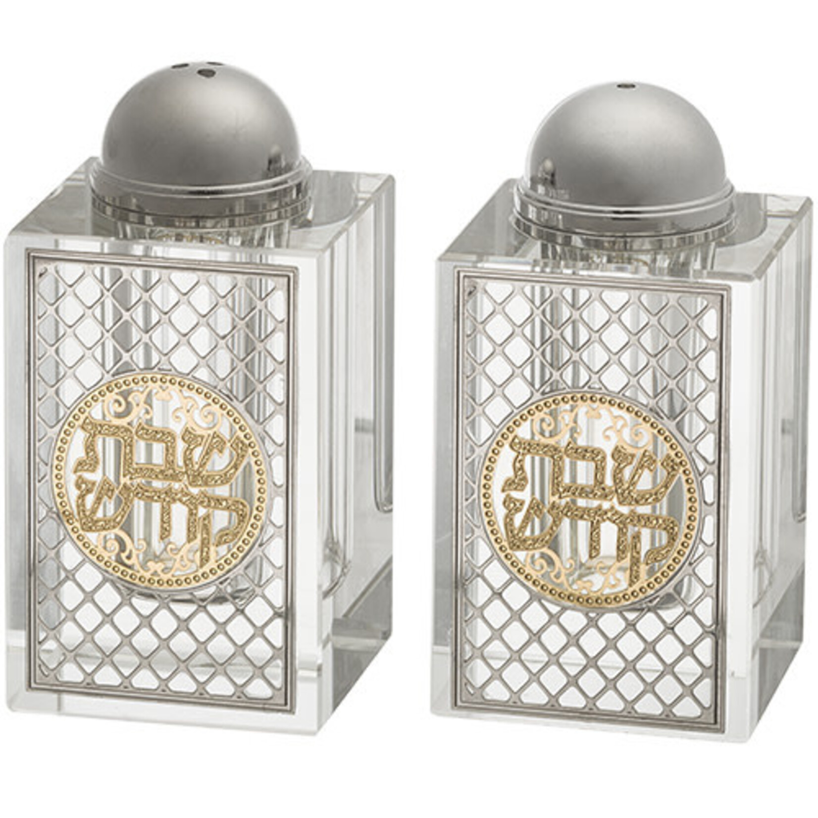 Crystal Salt and Pepper Shakers-Silver/Gold