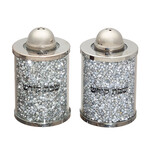 Crystal Salt & Pepper Holders with Silver Stones