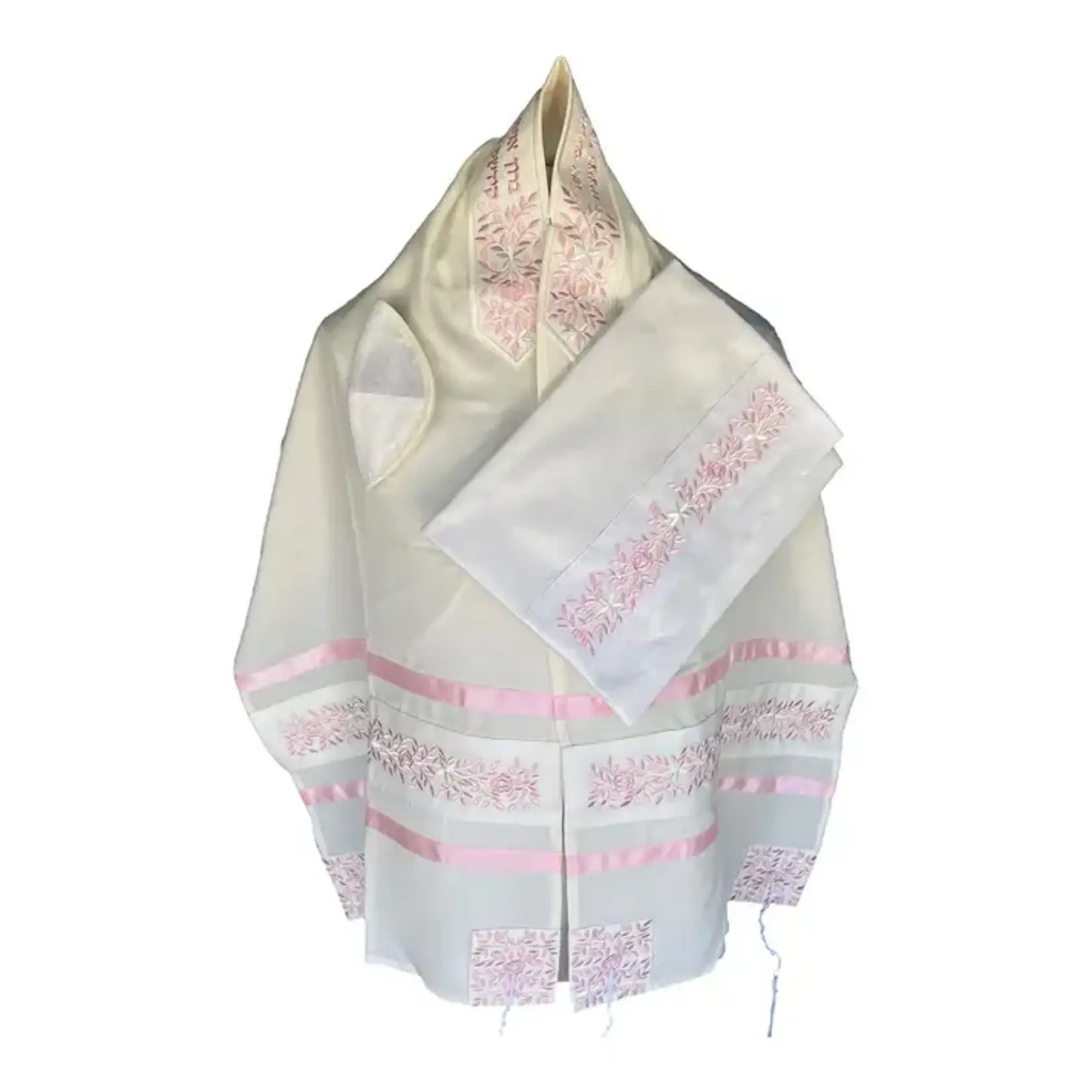 Pink Rose on Brushed Cotton Tallit (104P)