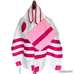 Raw Silk Talit with Hot Pink Stripes (742)