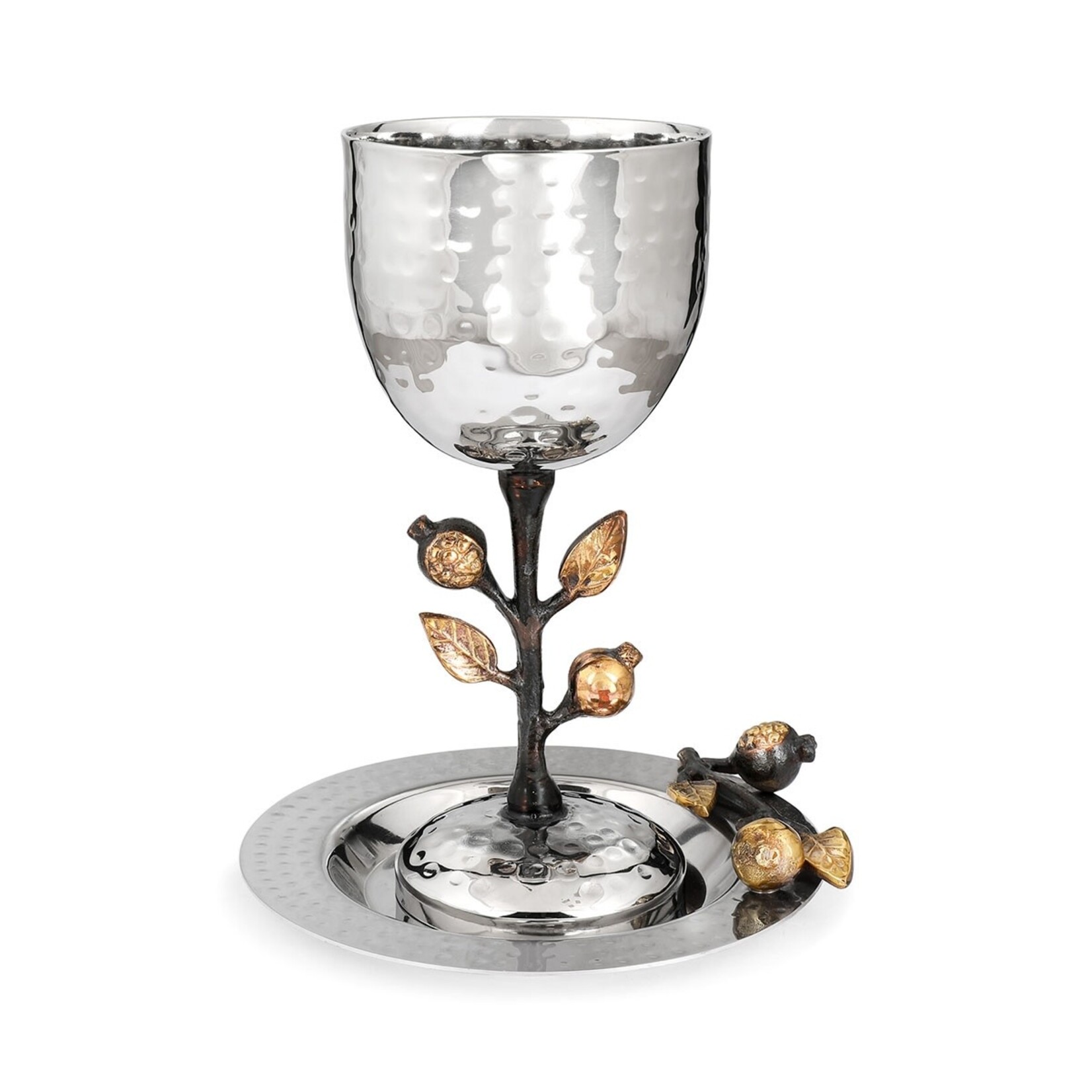Hammered Kiddush Cup with Pomegranate Branch