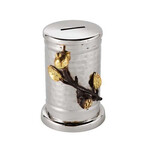 Hammered Tzedaka Box w/ Pomegranate Branch