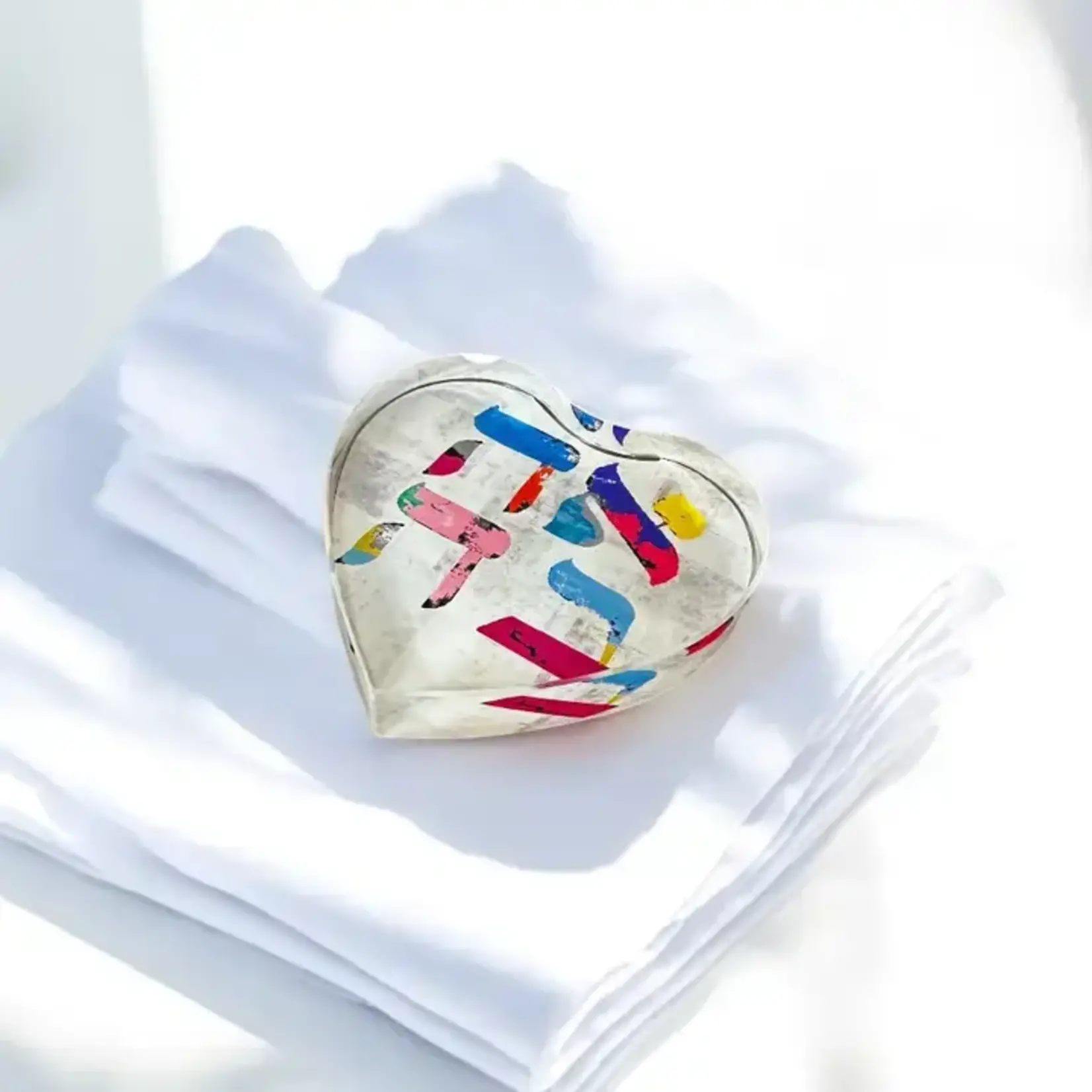 Ahava Crystal Heart Paperweight