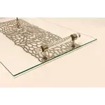 Acrylic Challah Tray Silver with Cylinder Handles