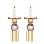 Set of 2 Pink Crystal Candlesticks