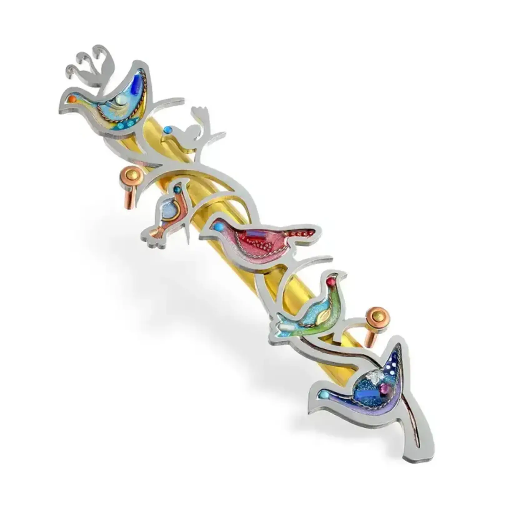 Colorful Doves of Peace Mezuzah